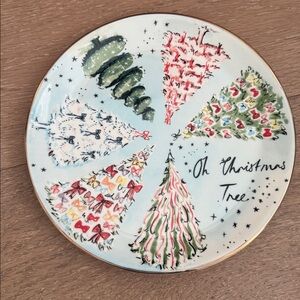 Anthropologie Susannah Garrod "Oh Cristmas Tree" Dessert Plate